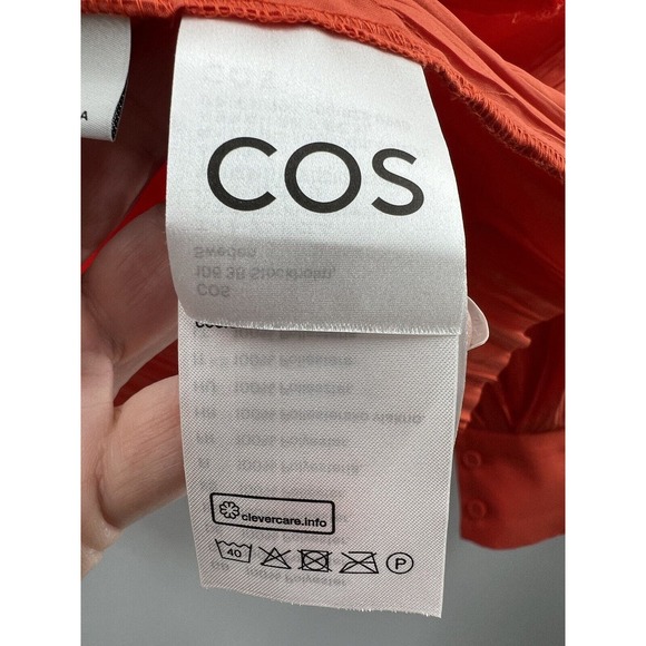 COS Women’s Pleated Long Sleeve Cape Style Open Sleeve Blouse Orange Size 38 (S) - Picture 10 of 14